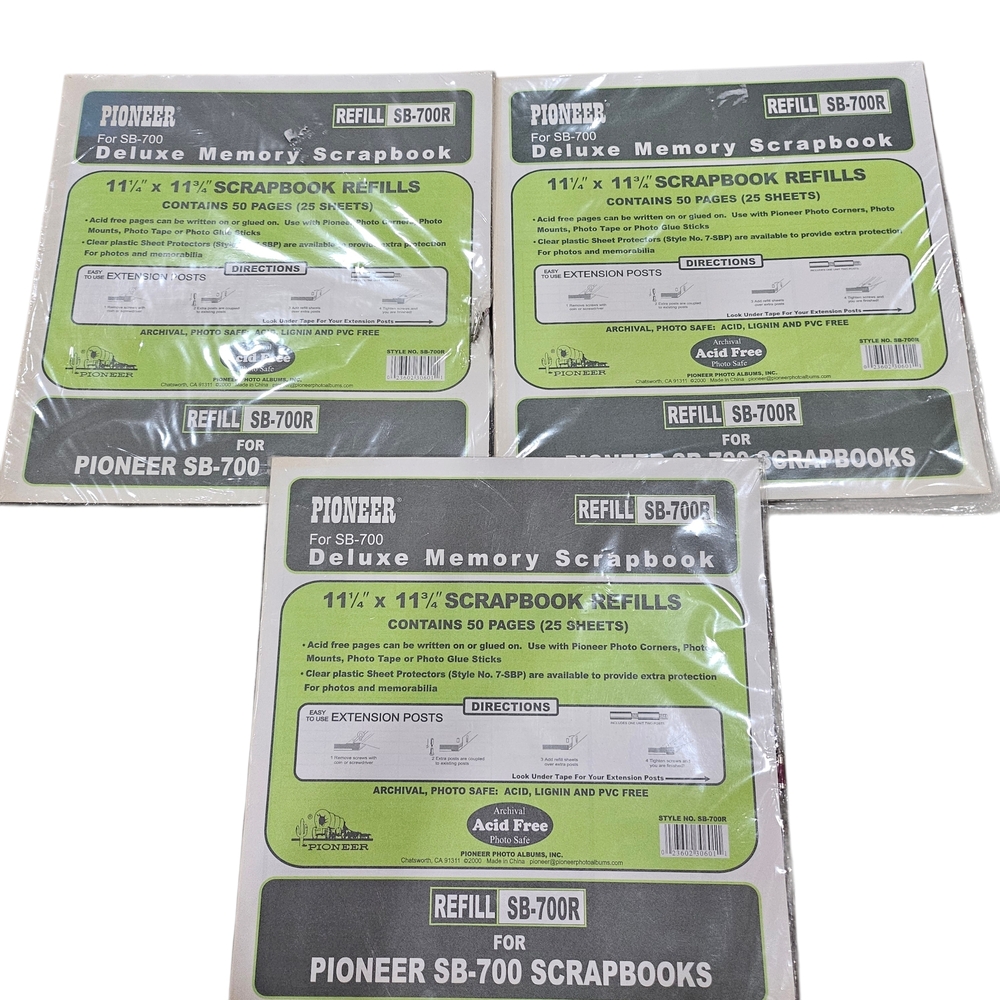 Pioneer SB-700R Refill Scrapbook Album 50 Pages 25 Sheets Lot Of 3 Sealed New